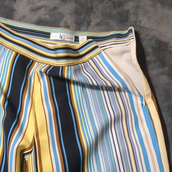 Lena Gabrielle Multi Color Striped Belted Wide Leg Pants size 4 - Picture 2 of 8